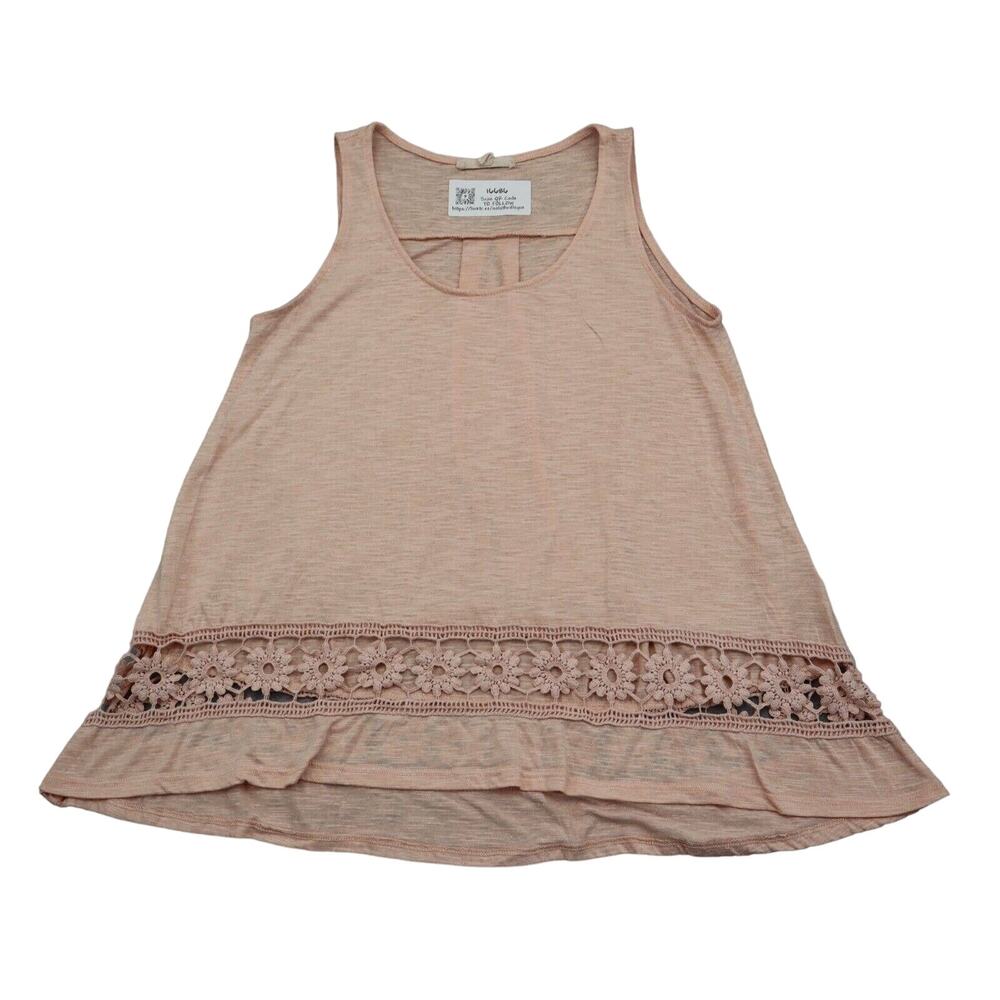 Painted Threads Shirt Womens M Orange Tank Scoop Neck Floral Lace Pullover